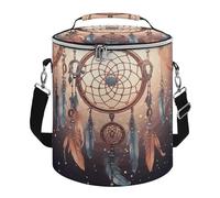Soft Round Cooler Bags,Native American Dream Catcherprinted 15L Collapsible Portable Leakproof Insulated Picnic Cooler Bag for Camping Beach,Outdoor, Trip