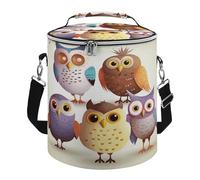 Soft Round Cooler Bags,Owls Birdsprinted 15L Collapsible Portable Leakproof Insulated Picnic Cooler Bag for Camping Beach,Outdoor, Trip