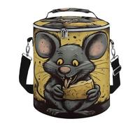 Soft Round Cooler Bags,Rat Eats A Piece of Cheeseprinted 15L Collapsible Portable Leakproof Insulated Picnic Cooler Bag for Camping Beach,Outdoor, Trip