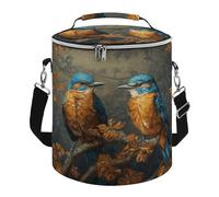 Soft Round Cooler Bags,Sitting on A Branchprinted 15L Collapsible Portable Leakproof Insulated Picnic Cooler Bag for Camping Beach,Outdoor, Trip