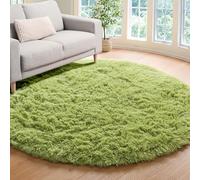 Soft Round Rug for Bedroom, 4'X4' Green Rug for Nursery, Fluffy Carpet for Kids, Shaggy Floor Mat for Living Room, Furry Area Rug for Baby, Teen Room Decor for Girls Boys