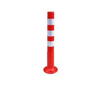 Soft Rubber Fixed Type Parking Bollards, High Visibility Yellow and Red Car Parking Barrier Post Warning Barrier Blocking Bollards Residential District Parking Posts for Driveways