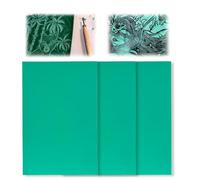 Soft Rubber Lino Printing Sheets Pack of 3 A4 Green Flat Surface Cut Polymer Manual Lino Block Print Carving Plates Set for Rubber Stamps Engraving Printmaking Artistic Creation