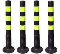 Soft Rubber Parking Bolds 4 Pcs Reflective Traffic Cones Black & Yellow Stanch Bers for Road Safe Fixed Separat Guardrail Ideal for Traffic Control
