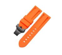 Soft Rubber Silicone Diver Watch Strap, 22mm 24mm 26mm Rubber Watch Strap(Orange,24mm)