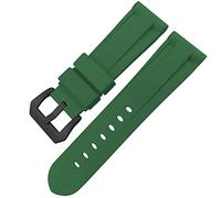Soft Rubber Silicone Diver Watch Strap, Butterfly Clasp Rubber Watchband 24Mm 26Mm for Luminor Submersible Colorful Silicone Sport Watch Strap/K Green Black 1/24Mm