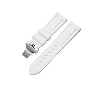 Soft Rubber Silicone Diver Watch Strap, Butterfly Clasp Rubber Watchband 24Mm 26Mm for Luminor Submersible Colorful Silicone Sport Watch Strap/K Green Silver 2/24Mm(White,22mm)