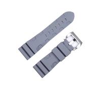 Soft Rubber Silicone Diver Watch Strap, Natural Rubber Silicone 24 26Mm Watch Man Pin Buckle Strap(Gray silver clasp,22mm)