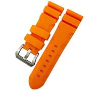 Soft Rubber Silicone Diver Watch Strap, Rubber Watchband 22Mm 24Mm 26Mm Silicone Watch Strap Fit for Submersible Luminor Pam Green Blue Waterproof/Orange Pin/26Mm