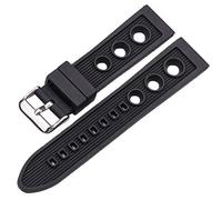 Soft Rubber Silicone Diver Watch Strap, Watch strap silicone watch band bracelet 22mm stainless steel polished pin buckle bracelet(Black)