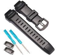 Soft Rubber Strap Replacement for Casio Protrek PRG260 PRG250 PRG550 PRW2500 PRW3500 Men's Waterproof Sport Resin Strap 18mm Watch Accessories (Black buckle)
