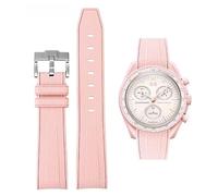 Soft Rubber Straps For Omega SEAMASTER PLANET OCEAN Watch 20mm,Omega X Swatch Moonswatch Replacement Strap,Curved No Gap Moonswatch Swatch strap with Silver Stainless Steel Buckle