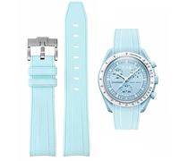 Soft Rubber Straps For Omega SEAMASTER PLANET OCEAN Watch 20mm,Omega X Swatch Moonswatch Replacement Strap,Curved No Gap Moonswatch Swatch strap with Silver Stainless Steel Buckle