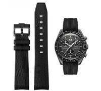 Soft Rubber Straps For Omega SEAMASTER PLANET OCEAN Watch 20mm,Omega X Swatch Moonswatch Replacement Strap,Curved No Gap Moonswatch Swatch strap with Silver Stainless Steel Buckle