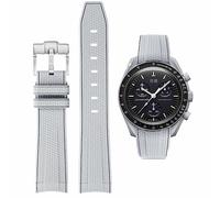 Soft Rubber Straps For Omega SEAMASTER PLANET OCEAN Watch 20mm,Omega X Swatch Moonswatch Replacement Strap,Curved No Gap Moonswatch Swatch strap with Silver Stainless Steel Buckle