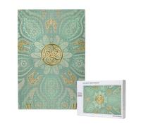 Soft Sage Green And Gold Celtic Mandala,1000 Pieces Wooden Jigsaw Family Game Jigsaw Puzzles for Adults Teens