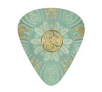 Soft Sage Green And Gold Celtic Mandala,12 Pcs Guitar Pick,3 Different Thickness Plectrums for Acoustic Guitar Bass Ukulele (0.46mm 0.96mm 0.71mm)