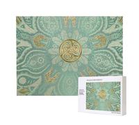 Soft Sage Green And Gold Celtic Mandala,500 Pieces Wooden Jigsaw Family Game Jigsaw Puzzles for Adults Teens Home Decor