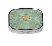 Soft Sage Green and Gold Celtic Mandala,Meta Pill Box 2 Compartment Medicine Case,Portable Organizer