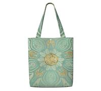 Soft Sage Green And Gold Celtic Mandala,Reusable Grocery Bags Shopping Tote Bags Large Capacity Canvas Shoulder bag