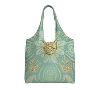 Soft Sage Green And Gold Celtic Mandala,Reusable Tote Bags Grocery Bags Large Capacity Canvas Shopping Shoulder bag