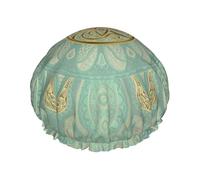 Soft Sage Green And Gold Celtic Mandala,Shower Cap Nightcap Double Layer Waterproof Elastic Bath Cap Reusable Hair Cap
