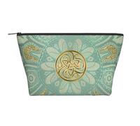 Soft Sage Green and Gold Celtic Mandala, Toiletry Pouch Makeup Bag Cosmetic Bag Portable Travel Toiletry Bag