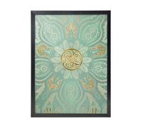 Soft Sage Green And Gold Celtic Mandala, Wall Art Prints Black Frame Decorative Painting Wall Hanging For Home 30 x 40 cm