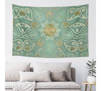 Soft Sage Green And Gold Celtic Mandala, Wall Decor Tapestry Durable Wall Hanging for Living Room Bedroom 152x102 cm