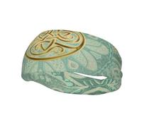 Soft Sage Green And Gold Celtic MandalaHair Bands for Men Woman Headband Running Headband Sweat Wicking Gym