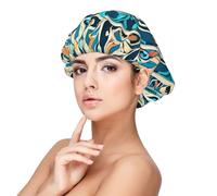 Soft Satin Bonnet for Women Sleeping - Decorative Art Pattern Print,Adjustable and Breathable Night Sleep Cap for Long Hair Ideal for Bedtime, Hair Care, and Sleeping Comfortably Black, Black, One