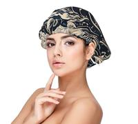 Soft Satin Bonnet for Women Sleeping - Mystic Whispers Print,Adjustable and Breathable Night Sleep Cap for Long Hair Ideal for Bedtime, Hair Care, and Sleeping Comfortably Black, Black, One Size
