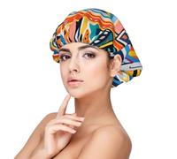 Soft Satin Bonnet for Women Sleeping - Painting Art Abstract Print,Adjustable and Breathable Night Sleep Cap for Long Hair Ideal for Bedtime, Hair Care, and Sleeping Comfortably Black, Black, One Size
