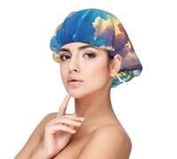Soft Satin Bonnet for Women Sleeping - Radiant Skies Print,Adjustable and Breathable Night Sleep Cap for Long Hair Ideal for Bedtime, Hair Care, and Sleeping Comfortably Black, Black, One Size