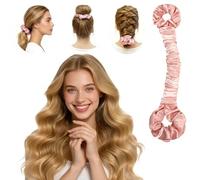 Soft Satin Heatless Curling Ribbon for Overnight Waves & Braids - Long Flexible Dual-Loop Hair Roller Prevents Frizz & Breakage, Gentle Hair Styling Tool for Natural Curls & Ponytails in Pink