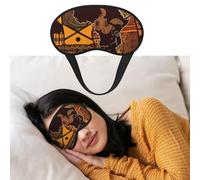 Soft Satin Sleep Mask for Side Sleeper, Blackout Eye Mask for Women Men | African Map Ethnic Pattern Sleeping Mask, Zero Eye Pressure, Super Lightweight, Adjustable, Breathable, Traveling Gifts