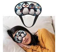 Soft Satin Sleep Mask for Side Sleeper, Blackout Eye Mask for Women Men | Five Cute Penguins Sleeping Mask, Zero Eye Pressure, Super Lightweight, Adjustable, Breathable, Traveling Gifts