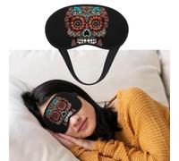 Soft Satin Sleep Mask for Side Sleeper, Blackout Eye Mask for Women Men | Sugar Skulls Day Of The Dead Sleeping Mask, Zero Eye Pressure, Super Lightweight, Adjustable, Breathable, Traveling Gifts