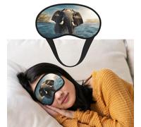 Soft Satin Sleep Mask for Side Sleeper, Blackout Eye Mask for Women Men | Swimming African Elephant Sleeping Mask, Zero Eye Pressure, Super Lightweight, Adjustable, Breathable, Traveling Gifts
