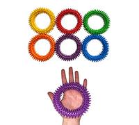 Soft Sensory Rings and Fidget Toy 6 Pack, Flexible Ring and Rubber Spikes, Assists Reducing Stress and Anxiety, Promotes Focus and Clarity, Children, Youth, Adults, Boys, Girls, Sensory Toys
