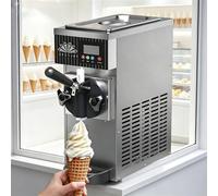 Soft Serve Ice Cream Machine, Countertop Design, 4-5 Kg/H Output, One-Click Cleaning, Rapid Cooling & LCD Panel, Dual Use for Home & Commercial,Stainlesssteel,450W