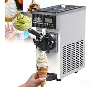 Soft Serve Ice Cream Machine, Countertop Maker with LCD Panel, Single Flavor, Commercial Soft Serve Ice Cream Maker,for Restaurants and Shops (Silver)
