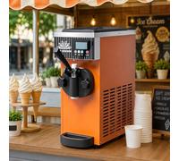 Soft Serve Ice Cream Machine, Countertop Maker with Pre-Cooling, One-Button Cleaning, LCD Panel, 2.5L Hopper, Ideal for Bar and Cafe Use