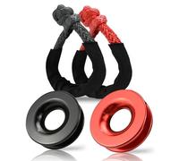 Soft Shackle Rope Shackle Synthetic Car Flexible Shackles 55000lbs Recovery Ring Trailer Tow Strap Pull 17t Broke Down Winch Accessories(Red 2 Set)