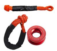Soft Shackle Rope Shackle Synthetic Car Flexible Shackles 55000lbs Recovery Ring Trailer Tow Strap Pull 17t Broke Down Winch Accessories(Red 1 Set)