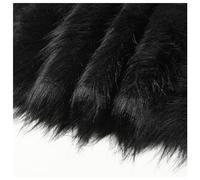 Soft Shaggy 12cm Long Pile Artificial Fur Fabric, Long Haired Faux Fur Upholstery Fabric Smooth Synthetic Fur Trim Fluffy Fabric Craft for Clothing Cosplay Costumes Plush Toys, 50x180cm (Color : Blac