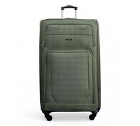 Soft Shell Lightweight Nylon Extra Large 4 Wheels Travel Suitcase Infinity Leather Khaki Large