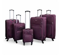Soft Shell Lightweight Nylon Suitcase Set 4 Wheel Travel Case Holiday Bags Infinity Leather Purple One Size