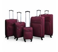 Infinity Leather Expandable Black 5 Piece Luggage Sets Soft Shell Lightweight Nylon Travel Cabin Case Holiday Suitcase Bags (5 Pcs Set)