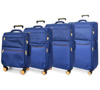 Soft Shell Suitcases Lightweight Expandable 4 Wheels Travel Luggage with TSA Lock Seiarra Blue Full Set of 4 (S+M+L+XL)